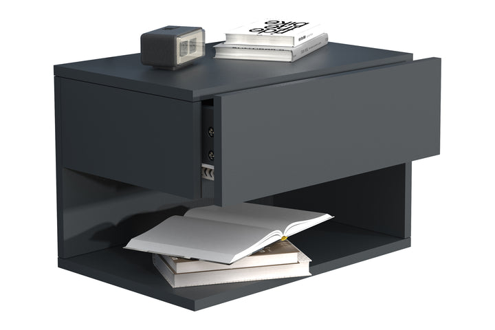 Vægbord / natbord / sengebord, h. 30 x b. 45 x d. 32 cm, antracit