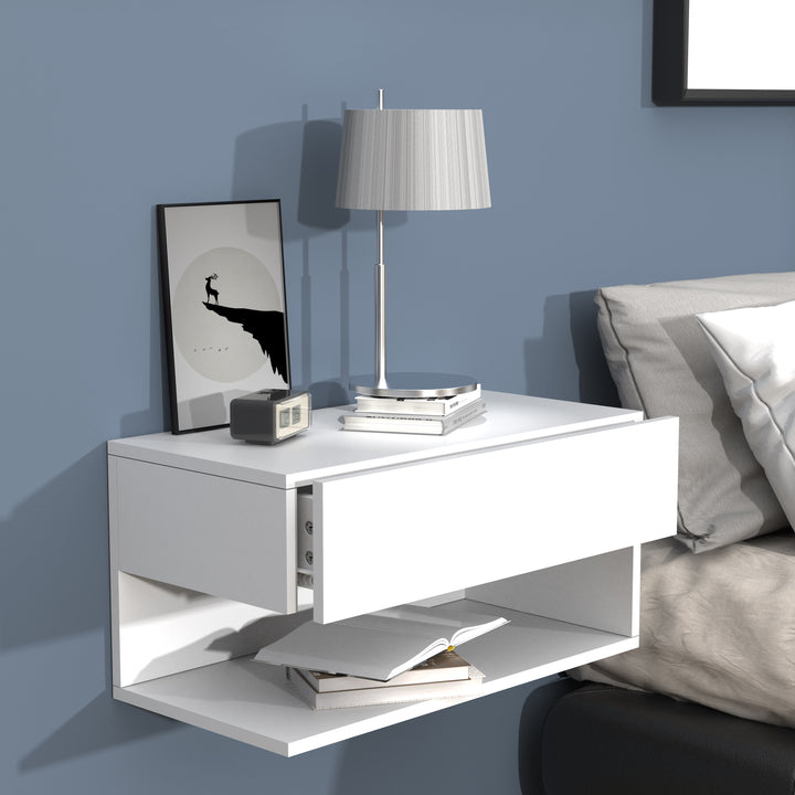 Vægbord / natbord / sengebord, 30x60x32 cm, hvid