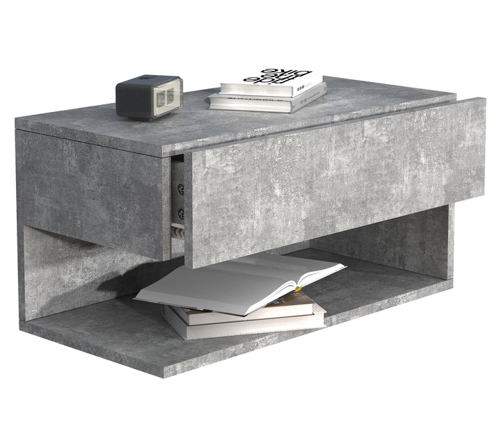 Vægbord / natbord / sengebord,  h. 30 x b. 60 x d. 32 cm, betongrå