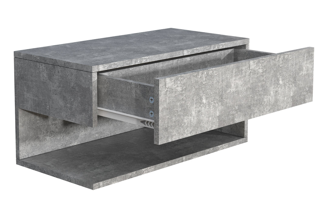 Vægbord / natbord / sengebord,  h. 30 x b. 60 x d. 32 cm, betongrå