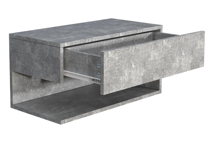 Vægbord / natbord / sengebord,  h. 30 x b. 60 x d. 32 cm, betongrå