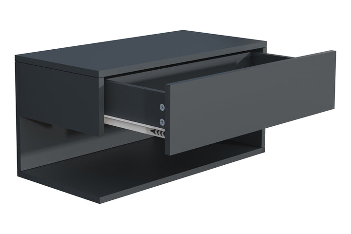 Vægbord / natbord / sengebord,  h. 30 x b. 60 x d. 32 cm, antracit