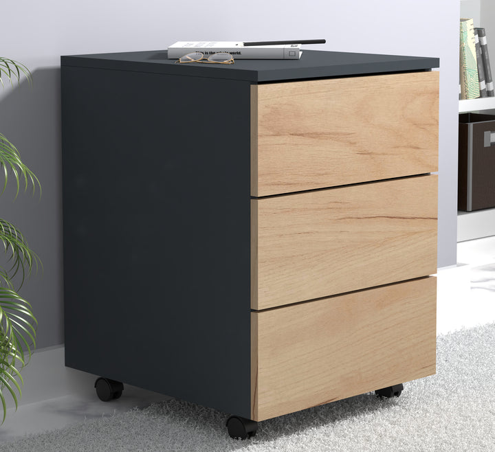 Kontorskab/arkivskab, h. 55 x b. 39 x d. 45/70 cm, naturfarvet