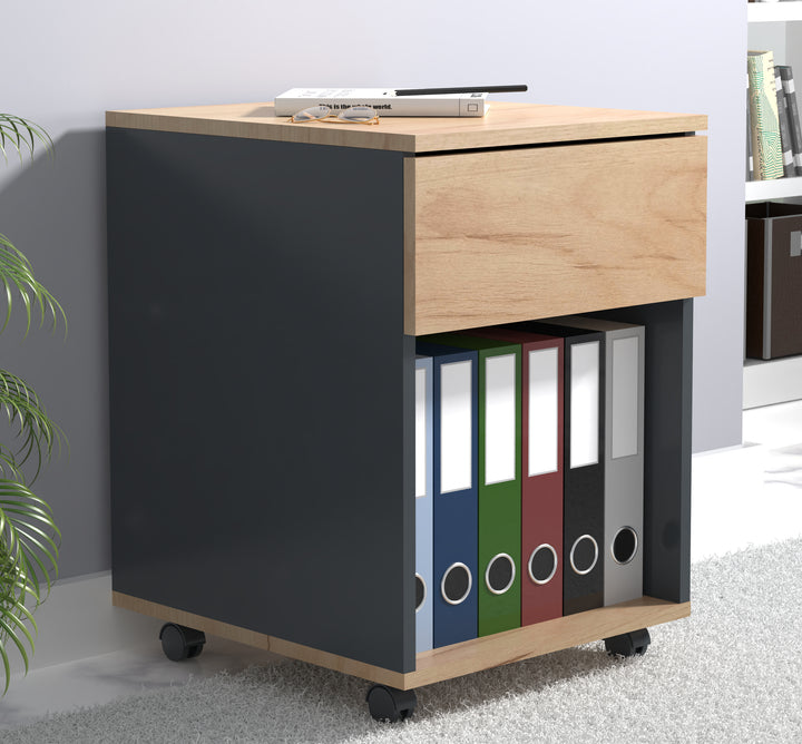 Kontorskab/ arkivskab, h. 55 x b. 39 x d. 45/70 cm, flerfarvet