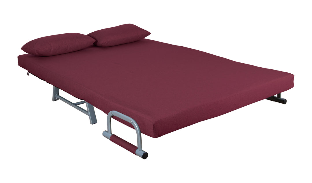 Sofaseng til studieboligen eller gæsteværelset, sofamål ca. h. 95 x b. 127 x d. 78 cm, bordeaux-rød