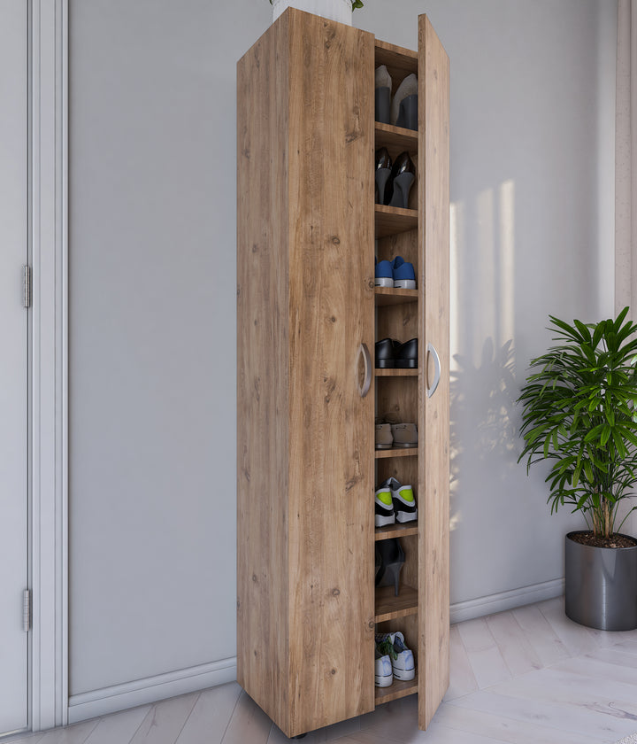 Skoskab, h. 173 x b. 49 x d. 30 cm, naturfarvet