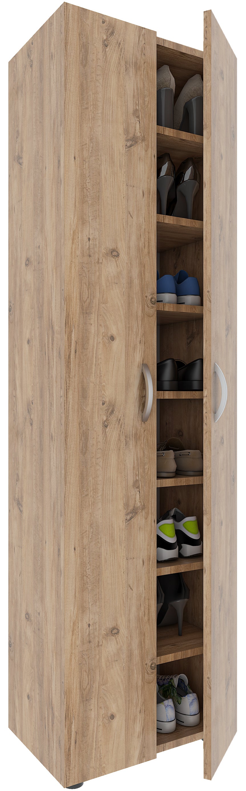 Skoskab, h. 173 x b. 49 x d. 30 cm, naturfarvet