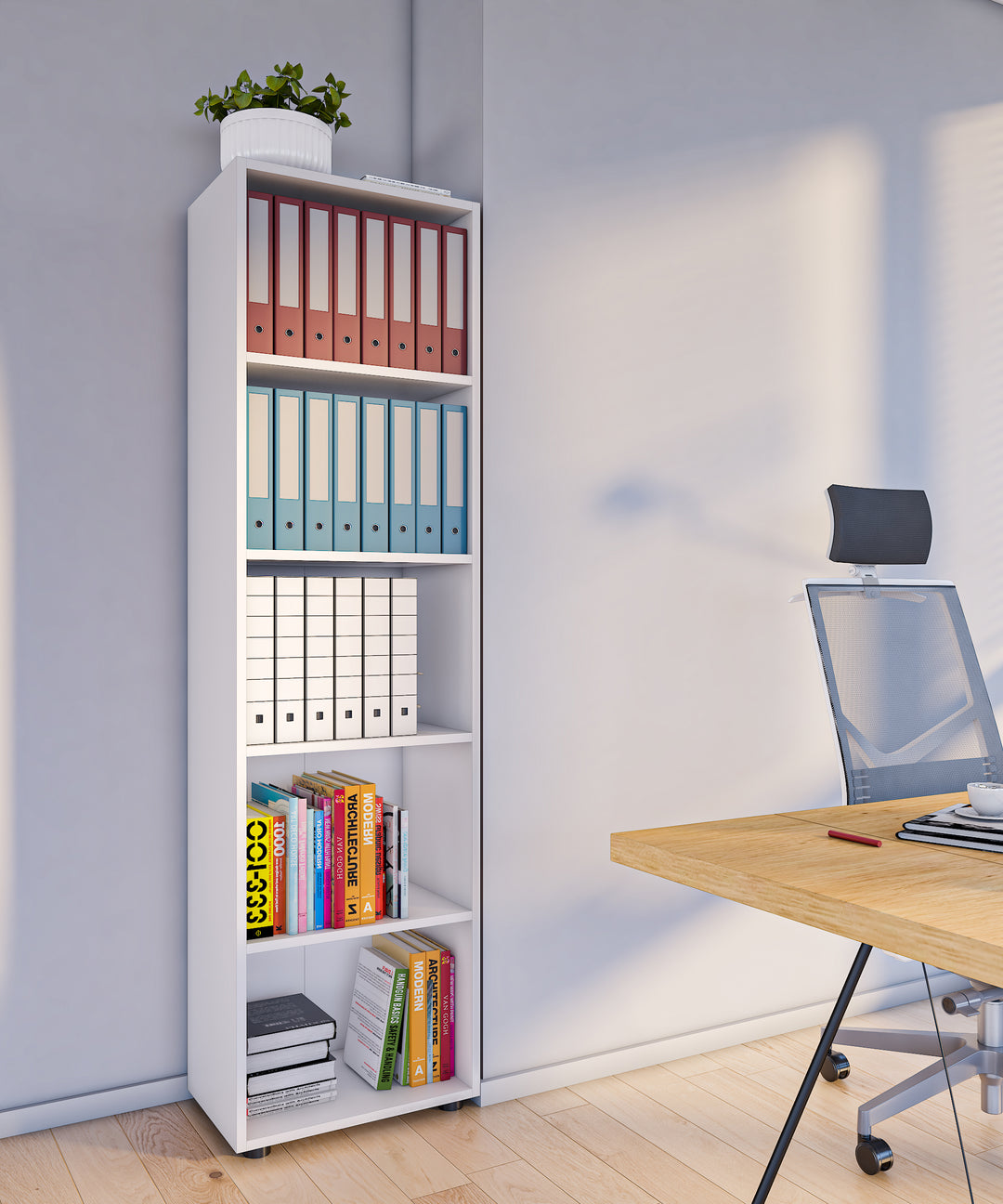 Kontorreol, h. 178 x b. 49 x d. 32 cm, hvid