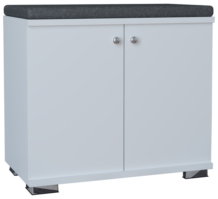 Skobænk / skoskab i minimalistisk udtryk, hvid