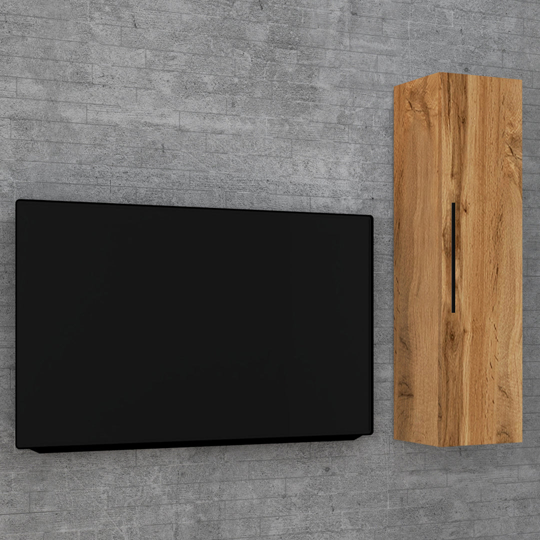 Vægskab til cd'er eller dvd'er., h. 115 x b. 30 x d. 30 cm, naturfarvet