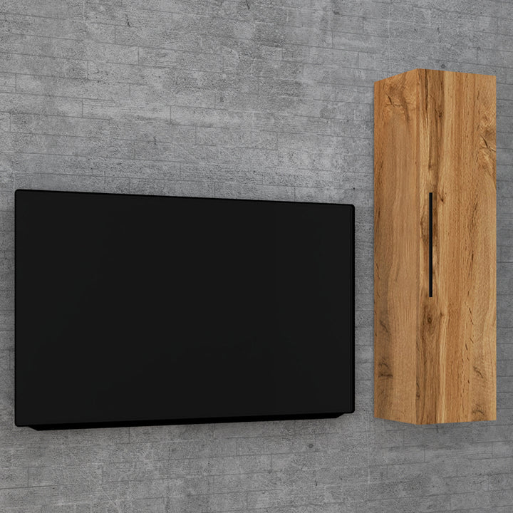 Vægskab til cd'er eller dvd'er., h. 115 x b. 30 x d. 30 cm, naturfarvet