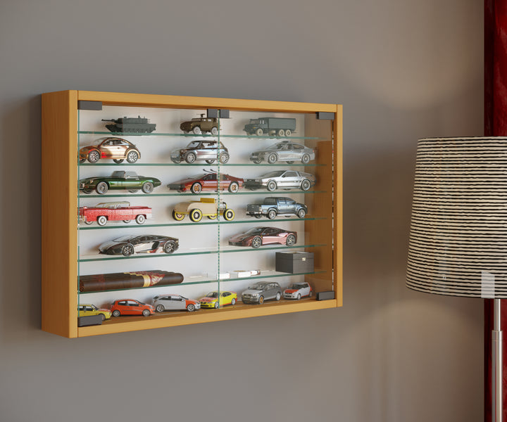 Vitrineskab, h. 40 x b. 60 x d. 10 cm, naturfarvet