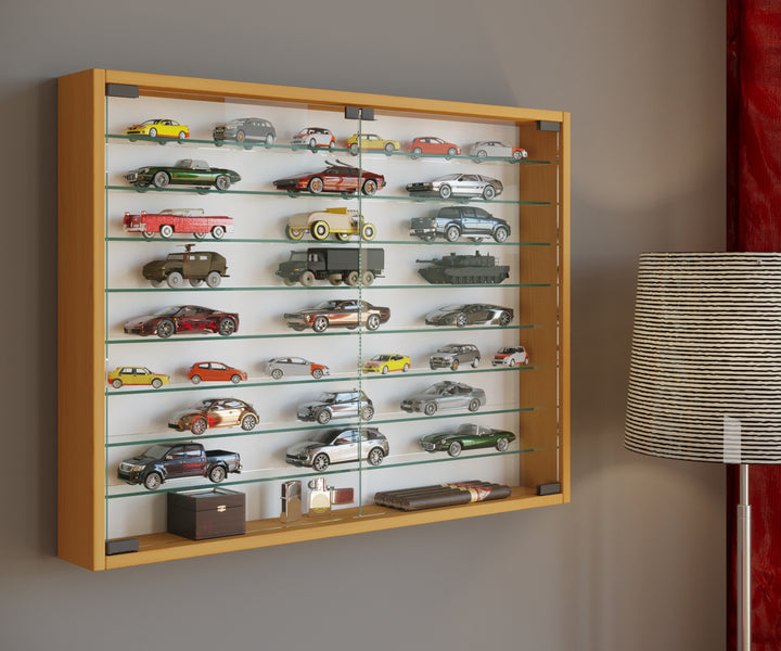 Vitrineskab, h. 60 x b. 80 x d. 10 cm, naturfarvet