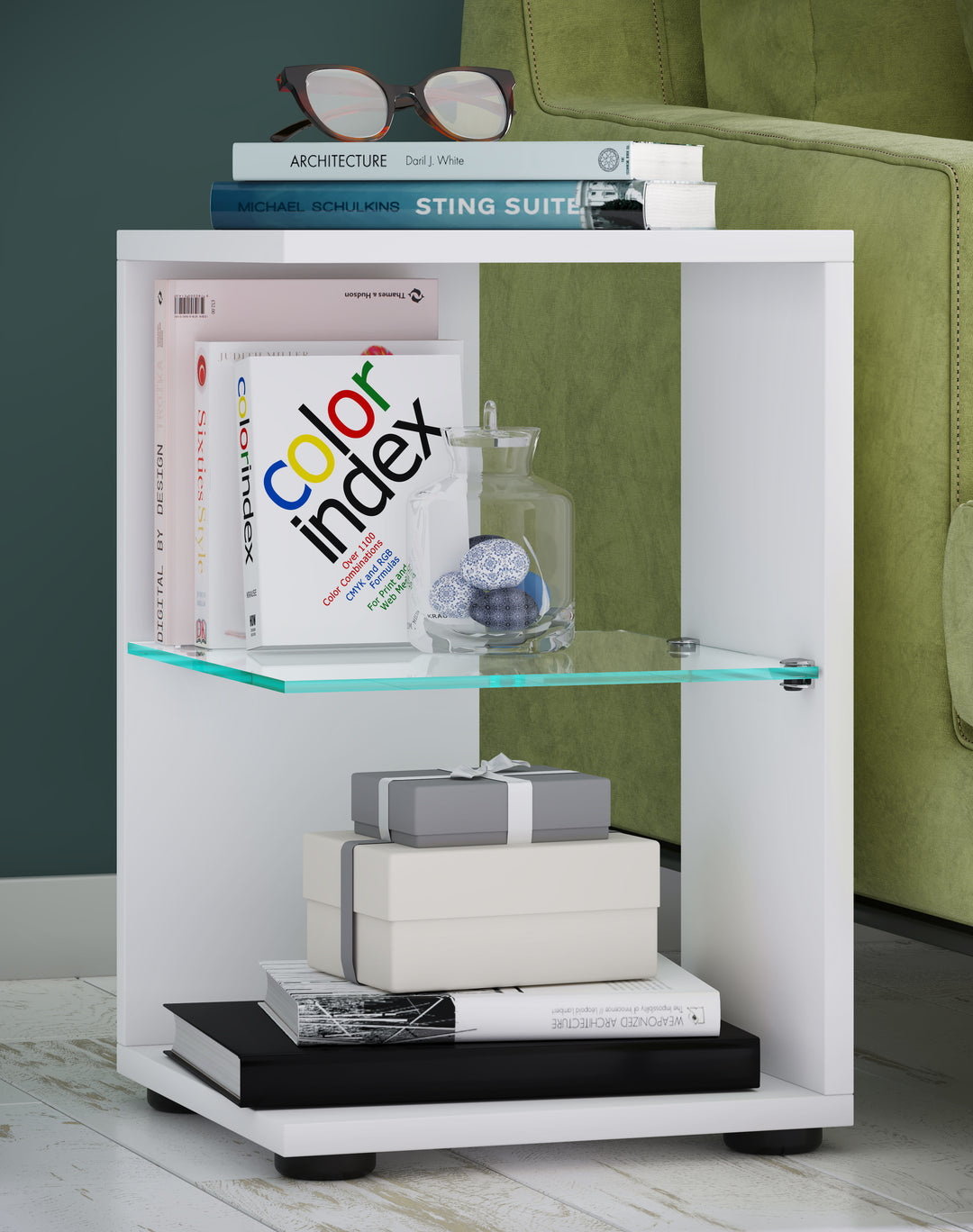 Sidebord, h. 45 x b. 30 x d. 30 cm, hvid