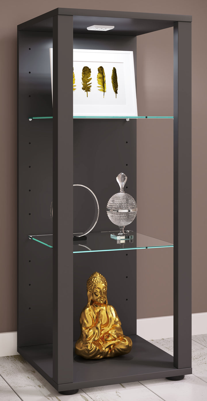 Vitrineskab, h. 90 x b. 35 x d. 35 cm, antracit