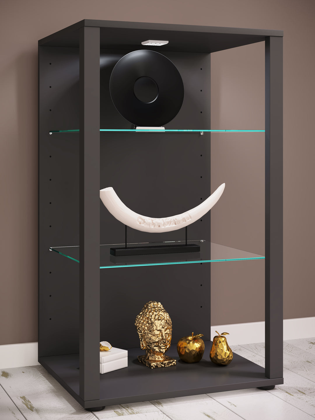 Vitrineskab, H. 90 x B. 52 x D. 44 cm, antracit