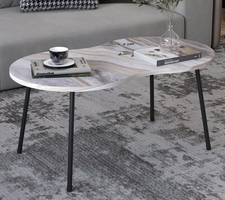 Minimalistisk sofabord med bordplade i marmor-look, 42 x 90 x 41 cm