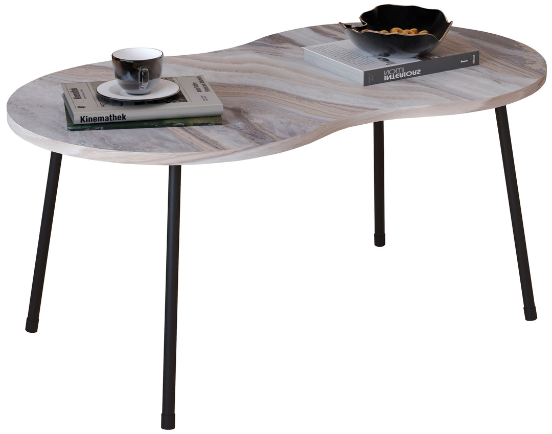 Minimalistisk sofabord med bordplade i marmor-look, 42 x 90 x 41 cm