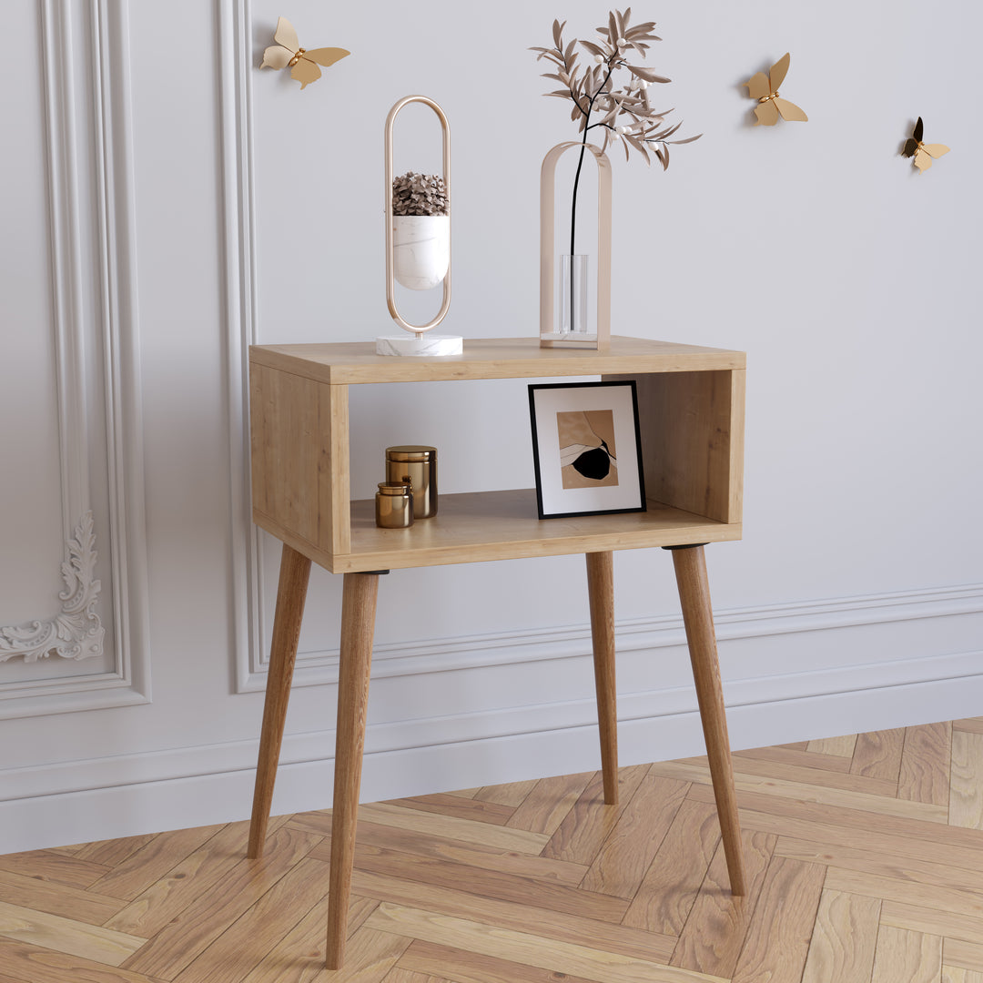 Natbord med åben rum, 60er retro stil, naturfarvet