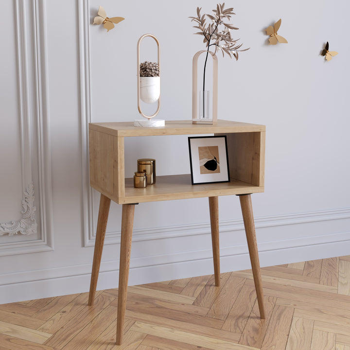 Natbord med åben rum, 60er retro stil, naturfarvet