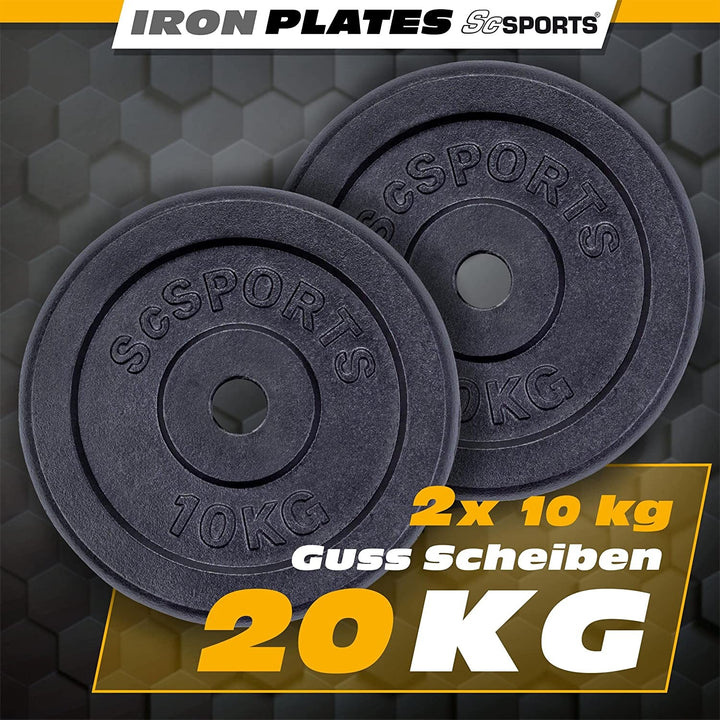 Vægtskiver - sæt 20kg (2x10kg), 30/31mm, sort