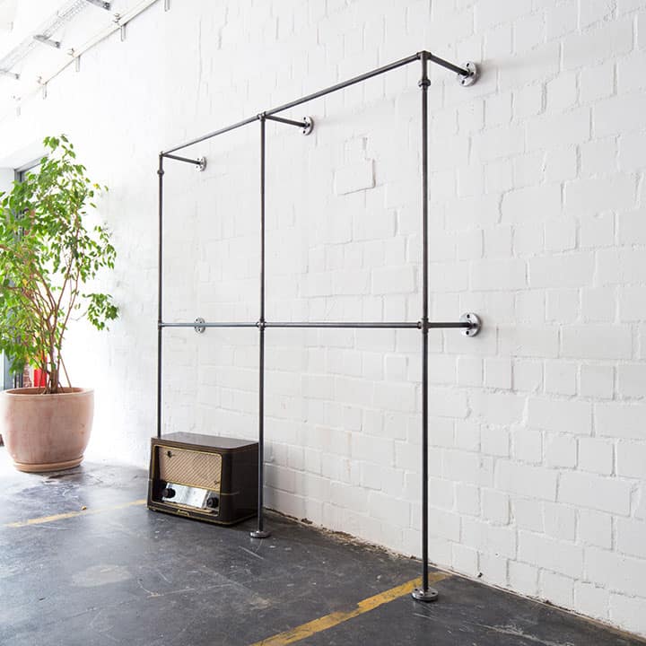 Åben garderobe, TO X TO, B200xH200xD28cm, fås i sort og sølvfarve