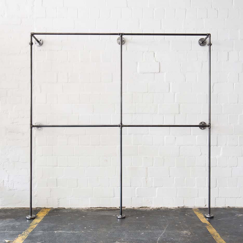 Åben garderobe, TO X TO, B200xH200xD28cm, fås i sort og sølvfarve