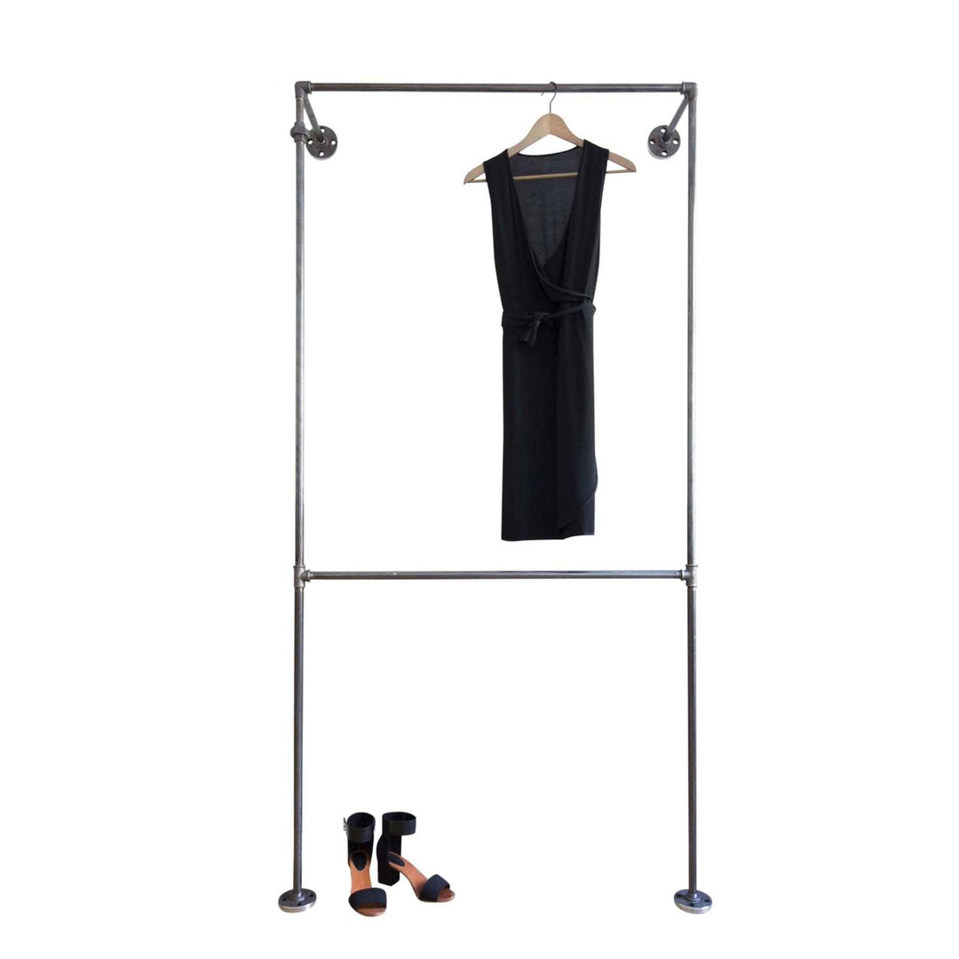 Åben tøjstativ DOPPIO (light), B100xH200xD28cm, fås i sort og sølvfarve