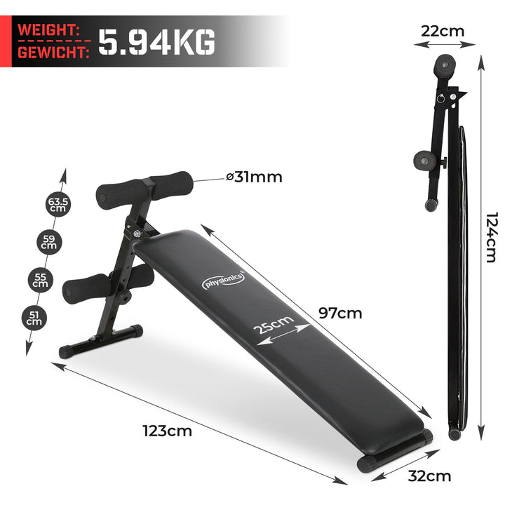 Sit Up Bench med benfiksering - foldbar, 4-vejs justerbar 51-63 cm, lavet af stål