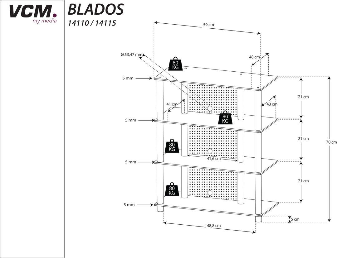 Blados TV-Rack: Plads til alt dit HiFi-udstyr (59x42x70 cm)