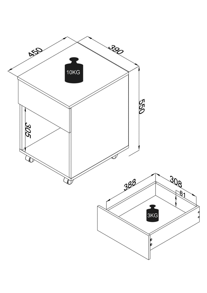Kontorskab/ arkivskab, h. 55 x b. 39 x d. 45/70 cm, flerfarvet
