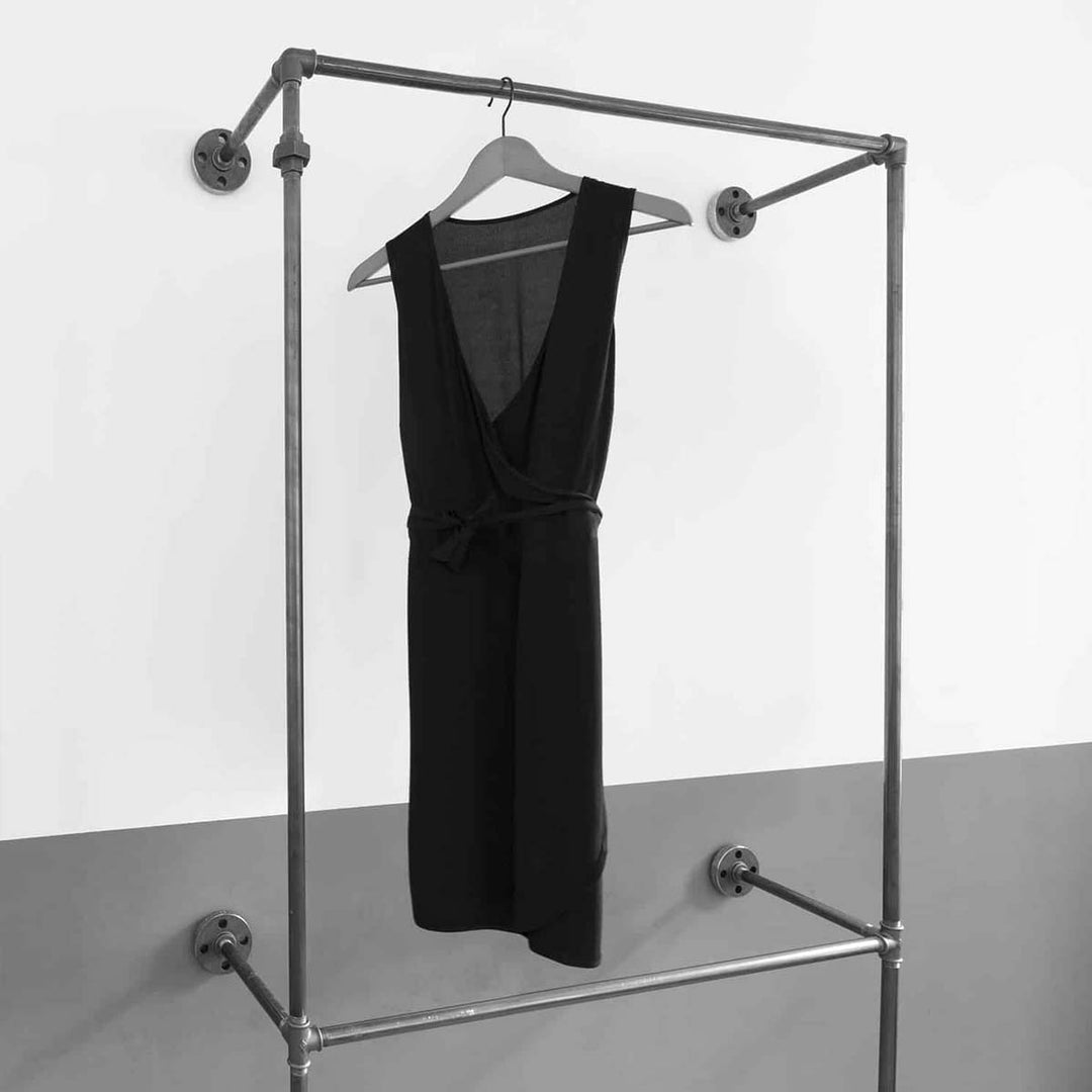 Dobbelt tøjstativ til væg · Garderobeskab · DOPPIO, B100xH200xD28cm, fås i sort og sølv