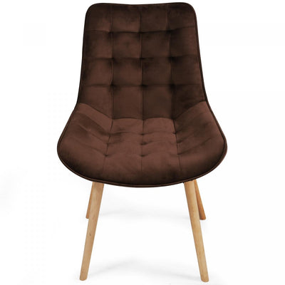 Spisebordsstole - brun, sæt med 8, fløjlssæde, polstret, quiltet, bøgetræben