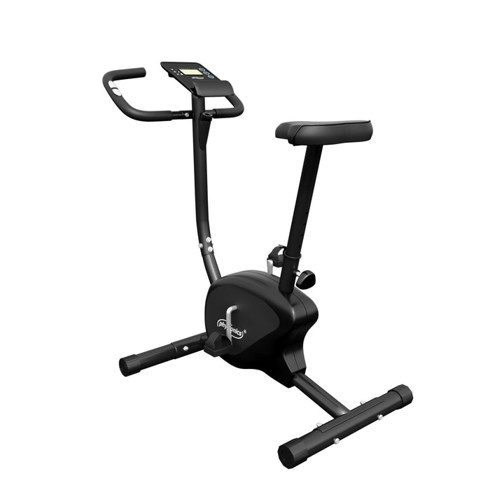 Motionscykel ergometer - med LCD-display, justerbart sæde og modstand, med håndpulssensorer, op til 100 kg, sort