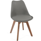 Spisebordsstole, sæt af 8 - i skandinavisk stil, betrukket med sædehynder, lavet af plast og massivt træ, grå