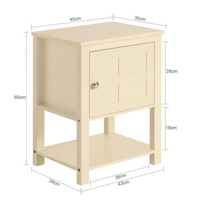 Sengebord med skab, MDF-træ, 45x35x60 cm, beige