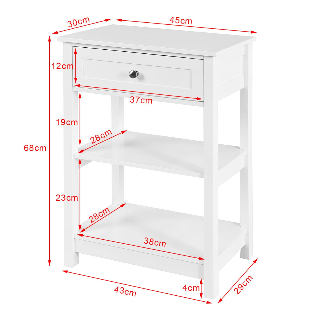 Moderne sidebord med skuffe, 45 x 30 x 60 cm, hvid