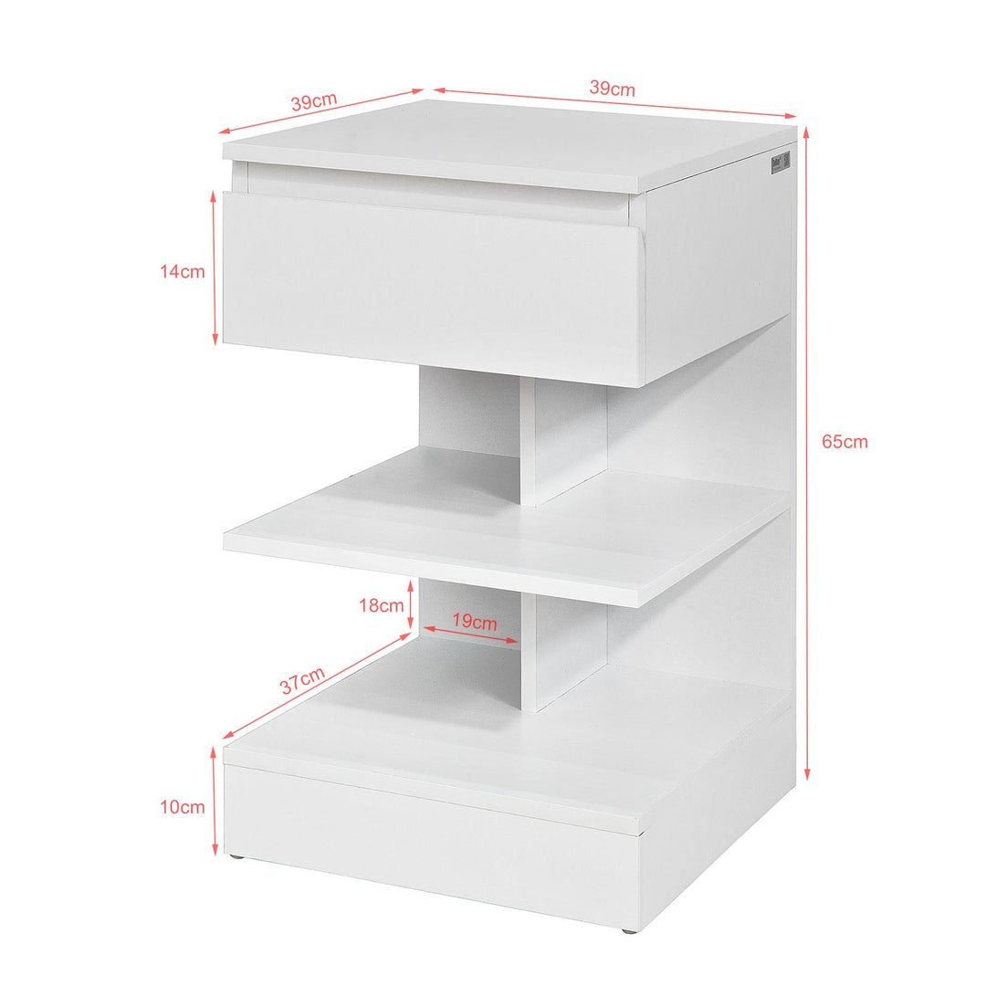 Enkelt sengebord i moderne form, hvid