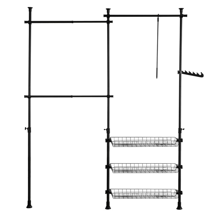 Walk-in closet, teleskopstativ, tøjstativ, garderobe, sort