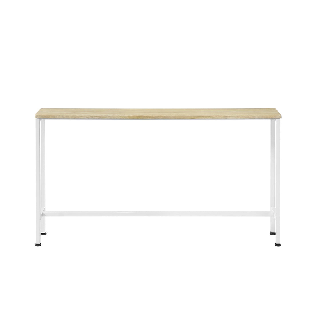 Smalt konsolbord i skandinavisk stil, 120 x 65 x 20 cm, hvid og naturfarvet