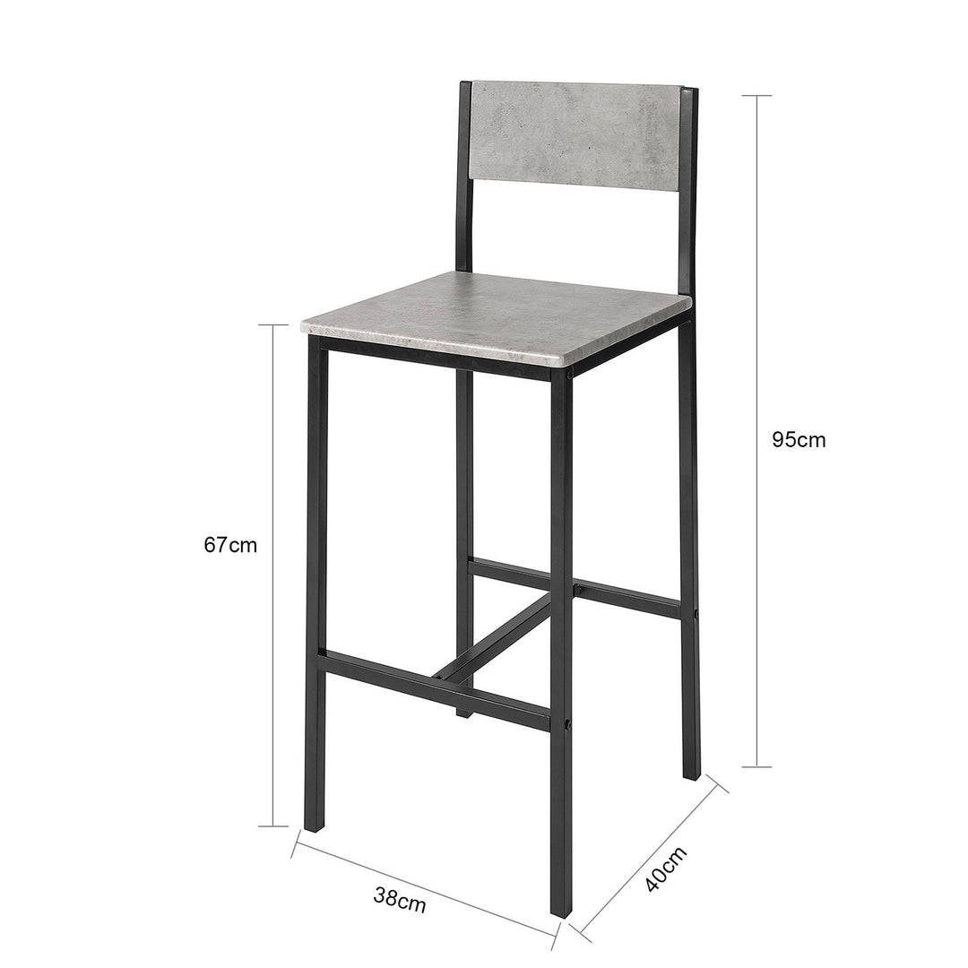 Barstole i MDF-træ og metal, 2 stk, grå