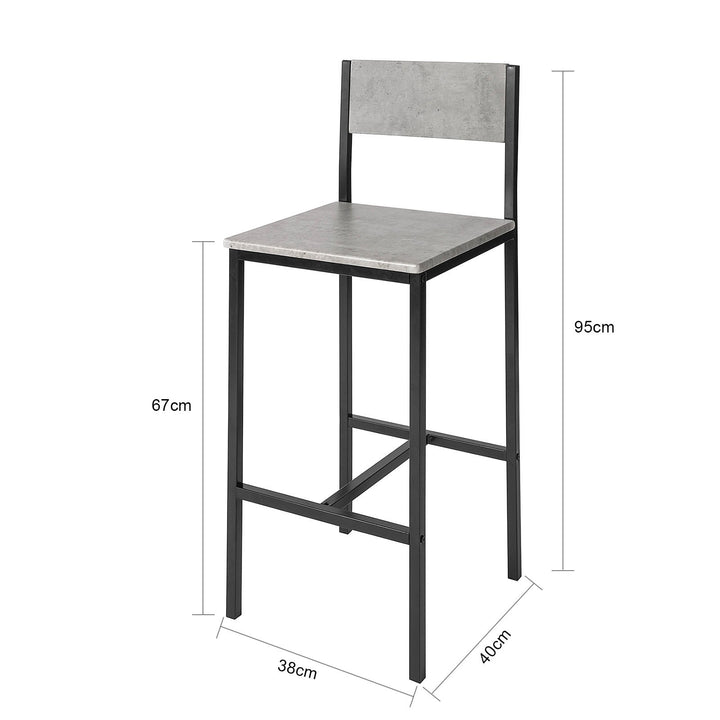 Barstole i MDF-træ og metal, 2 stk, grå