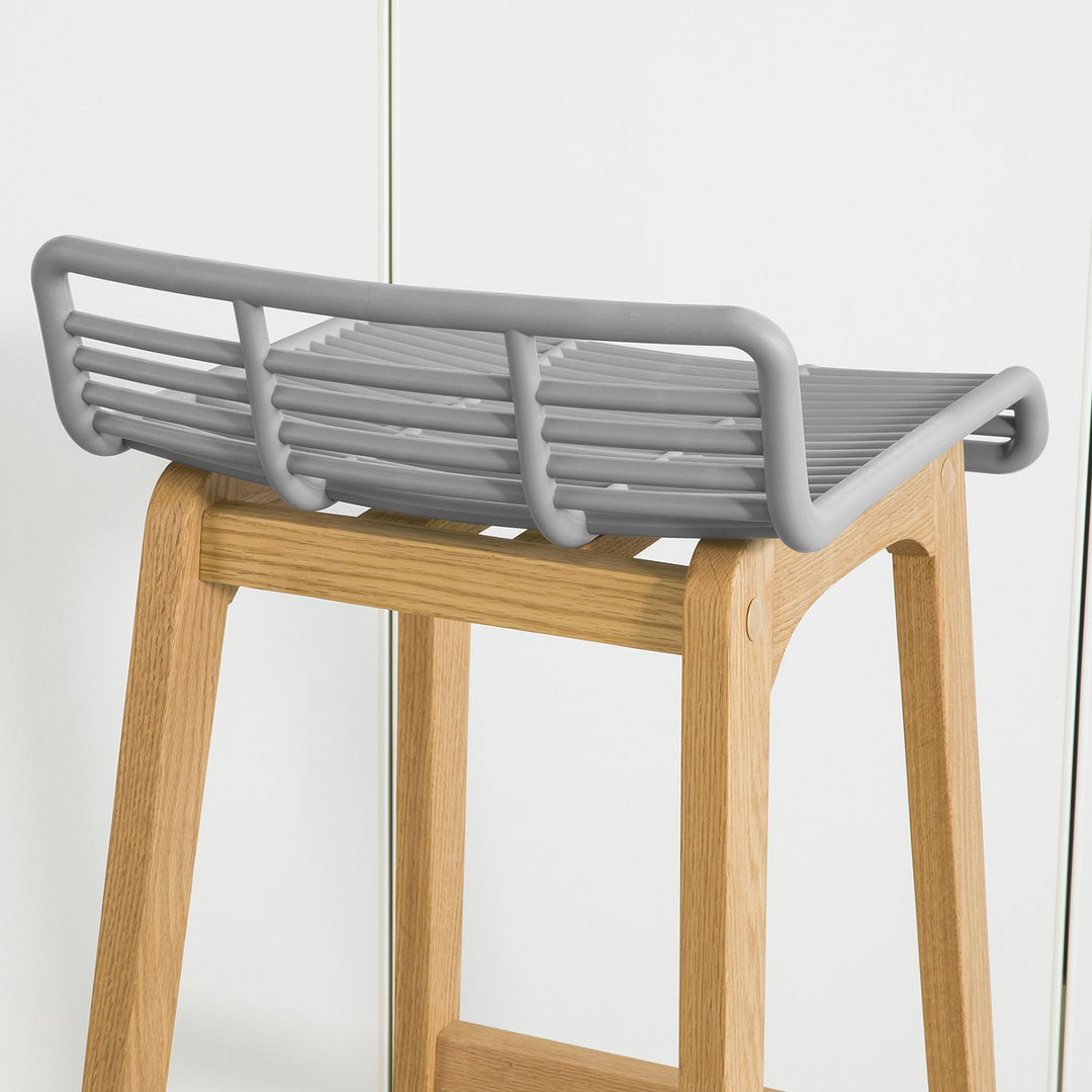 Moderne køkkenstol i træ, grå
