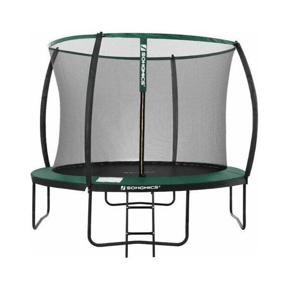 Trampolin med galvaniseret stålrør, 305 cm, sort og mørkegrøn