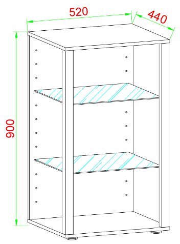 Vitrineskab, H. 90 x B. 70 x D. 35 cm, antracit
