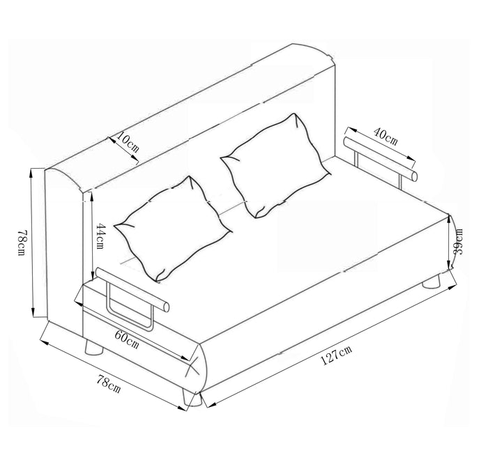 Sofaseng til studieboligen eller gæsteværelset, sofamål ca. h. 95 x b. 127 x d. 78 cm, bordeaux-rød