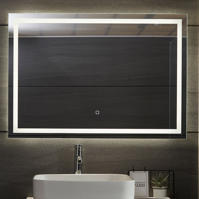 LED badeværelsesspejl, 100 x 70 cm, dugfri, dæmpbar, EEK A++, energibesparende, med hukommelsesfunktion