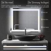 Aquamarin® LED badeværelsesspejl - 100 x 80 cm, dugfri, dæmpbar, EEK A++, energibesparende, med hukommelsesfunktion
