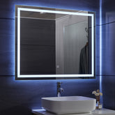 Aquamarin® LED badeværelsesspejl - 100 x 80 cm, dugfri, dæmpbar, EEK A++, energibesparende, med hukommelsesfunktion
