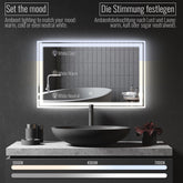 Aquamarine® LED badeværelsesspejl - 100x60 cm, dugfrit, dæmpbart, med digitalt ur/dato, touch funktion